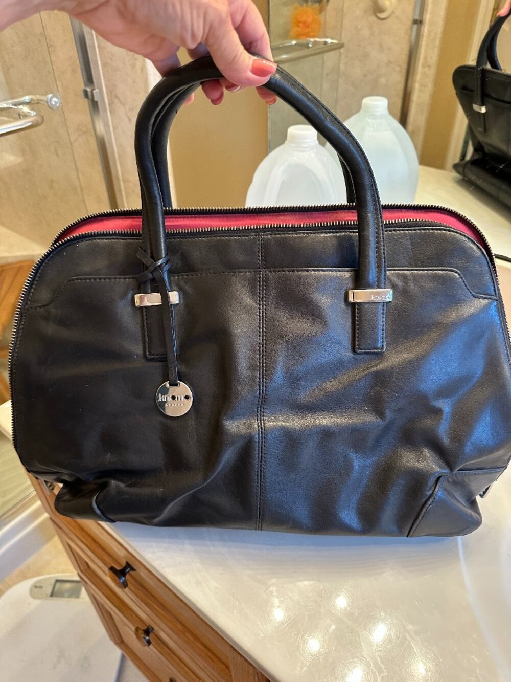 Knomo London Black Leather Laptop Bag Rubi styole